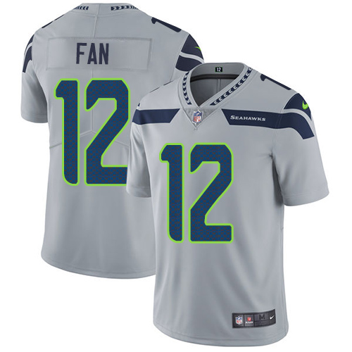 Nike Seahawks #12 Fan Grey Alternate Men's Stitched NFL Vapor Untouchable Limited Jersey - Click Image to Close